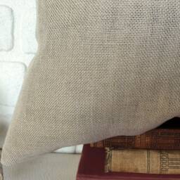 Gray Faux Leather & Cotton Pillow Cover Modern Rustic Design - thumbnail 4