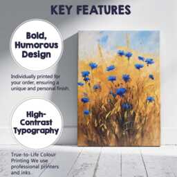 Golden Wheat Field Blue Cornflowers Impressionist Floral Countryside Canvas Wall Art Print Decor Picture Ready To Hang - thumbnail 2