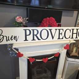 Buen Provecho Sign Extra Large Kitchen Wall Hanging Wood Bon App??tit Spanish Decor Enjoy Your Meal Wedding Gift Decoration - thumbnail 3