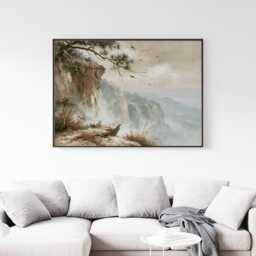Misty Cliff Poster, Pine Mountain Print, Nature Wall Art, Paper - thumbnail 2