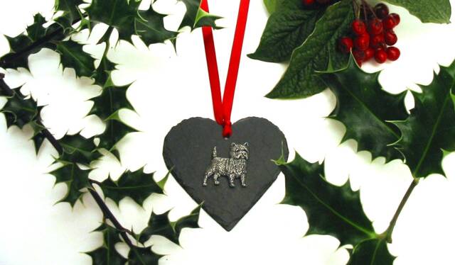 Cairn Terrier Slate Heart Ornament, Dog Christmas Decoration, Lover Gift - image 1