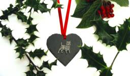 Cairn Terrier Slate Heart Ornament, Dog Christmas Decoration, Lover Gift - thumbnail 1