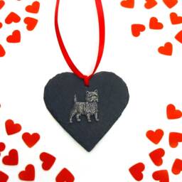 Cairn Terrier Slate Heart Ornament, Dog Christmas Decoration, Lover Gift - thumbnail 2