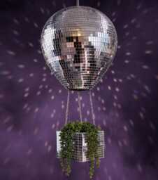 Mirror Ball Hot Air Balloon Planter, Hanging Disco Plant Pot, Handmade UK