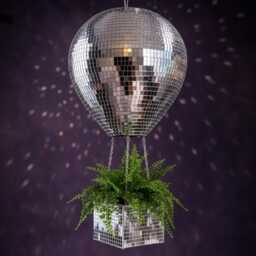 Mirror Ball Hot Air Balloon Planter, Hanging Disco Plant Pot, Handmade UK - thumbnail 3