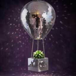 Mirror Ball Hot Air Balloon Planter, Hanging Disco Plant Pot, Handmade UK - thumbnail 2