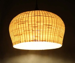 "Handwoven Bamboo Pendant Light Rustic Boho Lampshade - W13.7""xh8.6"