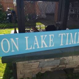 On Lake Time Wood Sign Large Porch Wall Hanging Beach House Primitive Nautical Decor Fishing Cabin Decoration - thumbnail 2