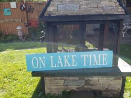 On Lake Time Wood Sign Large Porch Wall Hanging Beach House Primitive Nautical Decor Fishing Cabin Decoration