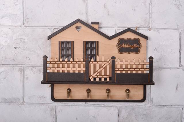 Custom Wood Key Holder For Wall, Personalized Entryway Organizer - image 1