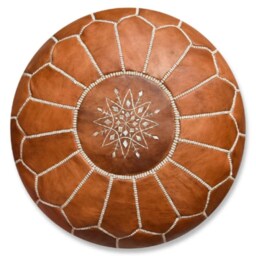 Supple Leather Pouf Ottoman - A Blend Of Aesthetics & Functionality -Bohemian Seat-stylish Seating Or Footrest - thumbnail 2