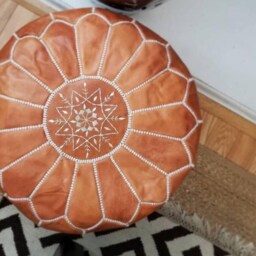 Supple Leather Pouf Ottoman - A Blend Of Aesthetics & Functionality -Bohemian Seat-stylish Seating Or Footrest - thumbnail 3