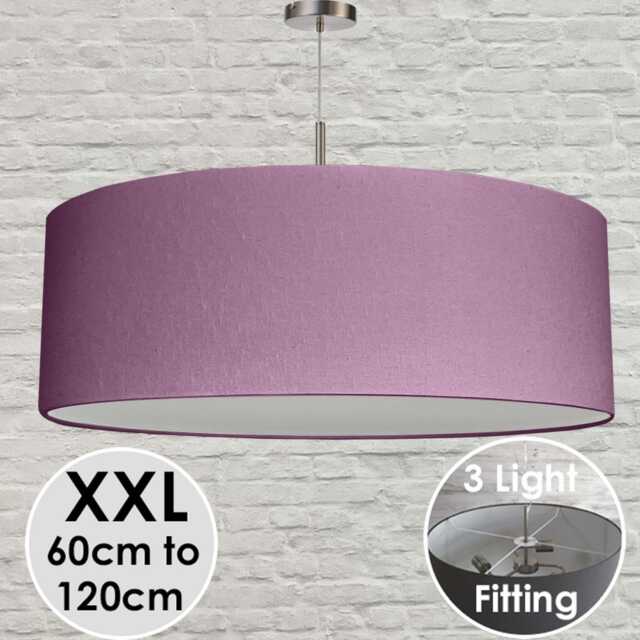 xxl Purple Drum Lampshade, Heather Cotton Linen, 60cm-120cm Wide - image 1