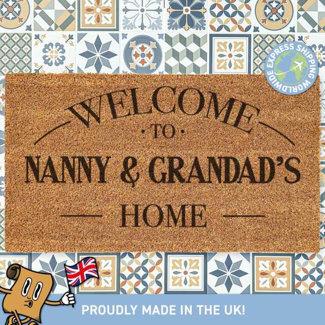 Custom Grandparent Doormat, Welcome To Nanny & Grandad's Home, Nana & Papa, Mothers Day, Fathers Personalized Rug - image 1
