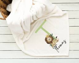 Personalised Blanket - Lion Alphabet Safari Gift For Her Him Baby Custom Name - thumbnail 1