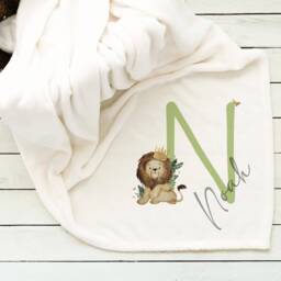 Personalised Blanket - Lion Alphabet Safari Gift For Her Him Baby Custom Name - thumbnail 2