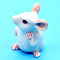 Miniature Ceramic Rat Field Mouse Mice Little Animal White Pink Figurine Small Statue Tiny Decoration Collectible Hand Painted Figure Decor - thumbnail 2