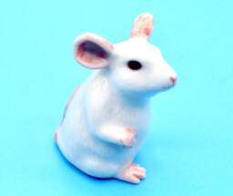Miniature Ceramic Rat Field Mouse Mice Little Animal White Pink Figurine Small Statue Tiny Decoration Collectible Hand Painted Figure Decor
