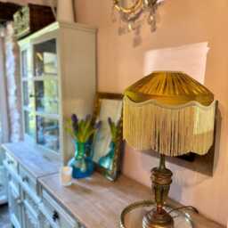 Handmade Gold Silk Fringe Lampshade, Art Deco Victorian Lampshade, Lamp, Tassel Light, Ceiling Pendant - thumbnail 2