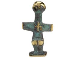 Pomos Idol Bronze Sculpture, Cross Of Cyprus, Ancient Cypriot Artifact Replica, Handmade Brass Statue, Museum Gift - thumbnail 1