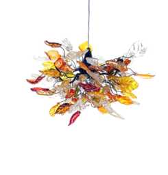 Lighting Hanging Chandeliers With Champagne Autumn Color Flowers & Leaves, For Dining Room , Hall Or Bedroom - thumbnail 1