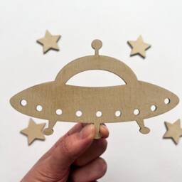 Wooden Space Wall Decor - Nursery Art Planets Children Decor- Stars Astronaut Decal - thumbnail 4