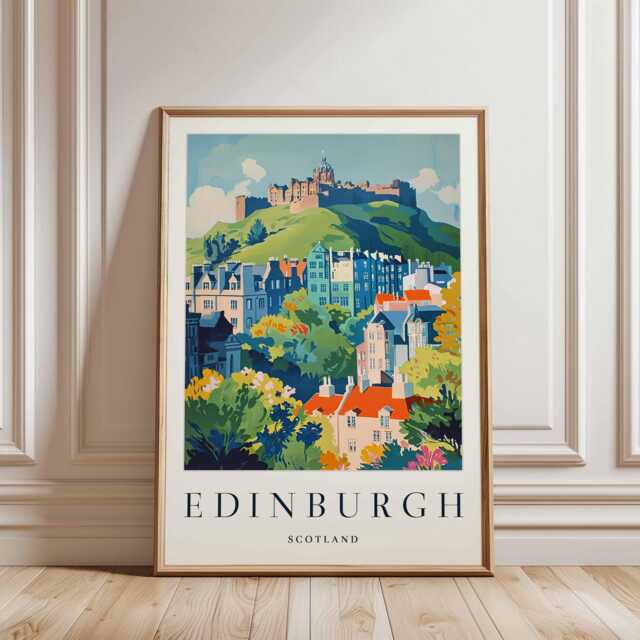 Edinburgh Scotland Travel Poster Cityscape Wall Art - image 1