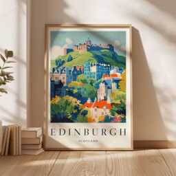 Edinburgh Scotland Travel Poster Cityscape Wall Art - thumbnail 3