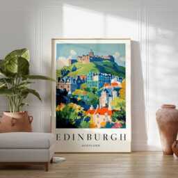 Edinburgh Scotland Travel Poster Cityscape Wall Art - thumbnail 2