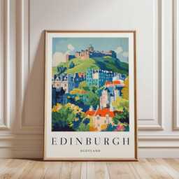 Edinburgh Scotland Travel Poster Cityscape Wall Art - thumbnail 1