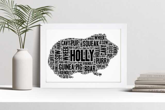 Personalised Guinea Pig Word Art Print, Cavy Lover Gift, Custom Wall Framed Picture, Present For Men, Women Nl - image 1