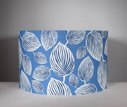 Blue & White Leaf Lampshade, Scandinavian Fabric Botanical Pattern 30cm To 45cm ?? Handmade By Vivid Shades - thumbnail 1
