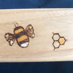 Personalised Wooden Bumble Bee Box, Pyrography Bee Pen Golden Pencil Case - thumbnail 3