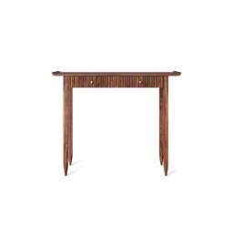 Mid Century Modern Walnut Entryway Console Table With Brass Handles - thumbnail 3