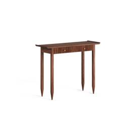 Mid Century Modern Walnut Entryway Console Table With Brass Handles