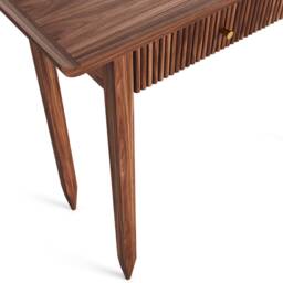 Mid Century Modern Walnut Entryway Console Table With Brass Handles - thumbnail 2