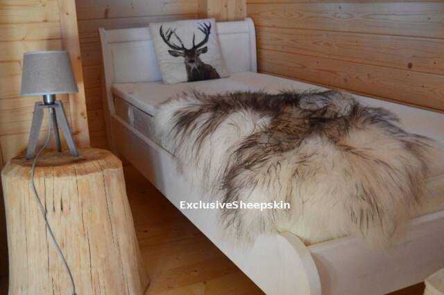 Sheepskin Icelandic White-Gray Genuine Lambskin Sheep Skin Rug Pelt Long Wool Soft Throw, Schaffell, Hygge - image 1