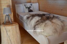 Sheepskin Icelandic White-Gray Genuine Lambskin Sheep Skin Rug Pelt Long Wool Soft Throw, Schaffell, Hygge - thumbnail 1