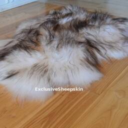 Sheepskin Icelandic White-Gray Genuine Lambskin Sheep Skin Rug Pelt Long Wool Soft Throw, Schaffell, Hygge - thumbnail 2
