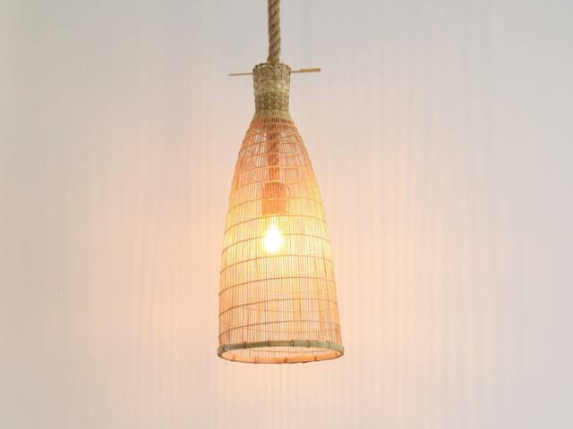 Thick Rope Natural Bamboo Light Handmade Pendant Lamp - Woven Basket Boho Rustic Lampshade - image 1