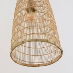 Thick Rope Natural Bamboo Light Handmade Pendant Lamp - Woven Basket Boho Rustic Lampshade - thumbnail 3