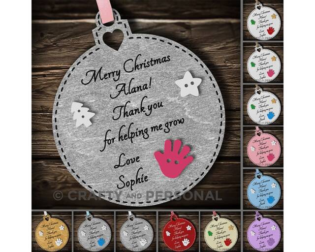 Personalised Nursery Teacher Christmas Gift Wooden Bauble Tree Ornament Thank You Present For Childminder Key Worker - image 1