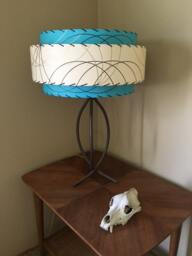 Mid Century Vintage Style 3 Tier Fiberglass Lamp Shade Atomic 18x11 Turquoise/Ivory - thumbnail 3