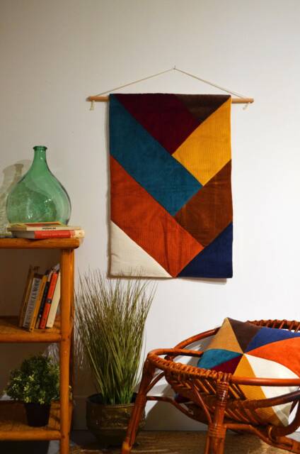 Wall Hanging - Handmade in France Patchwork Velvet - image 1