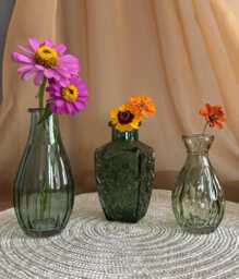 Green Glass Bud Vases - Sold Individually Or As A Coordinated Set - thumbnail 1