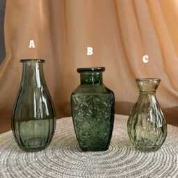 Green Glass Bud Vases - Sold Individually Or As A Coordinated Set - thumbnail 2