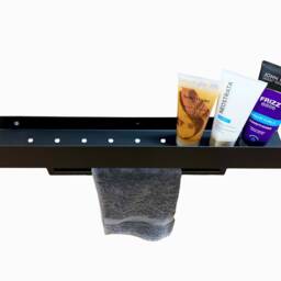 Metal Bathroom Shelf With Towel Rail. Black Or White Powder Coating. Various Widths Available - thumbnail 3