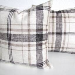 Gray Plaid Pillow Cover Plaid Grey Buffalo Check Pillows Tan Charcoal Black Farmhouse - thumbnail 3