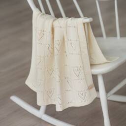 Hand Knit Merino Wool Baby Blanket Hearts Design, Newborn Gift - thumbnail 2