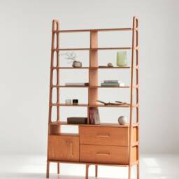 Modular Mid Century Wall Unit, Shelving, Ladder Bookshelf, Custom Furniture, Walnut Bookcase, Vinyl Record Storage - thumbnail 2